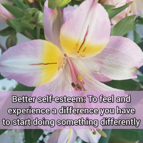 Better self-esteem: To experience a difference you have to start doing something differently